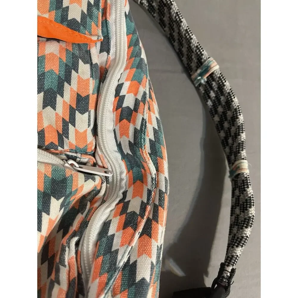 Kavu Rope Sling Bag Geometric Chevron Orange Teal Canvas Crossbody Great